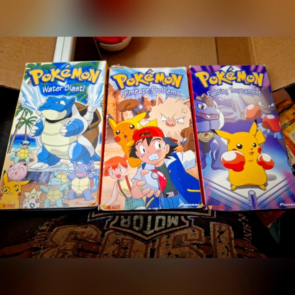 Vintage 90s Pokémon VHS fighting tournament, Water Blast! and Primeape Problems